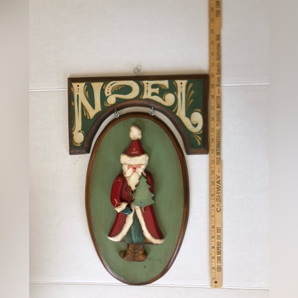 Vtg Handmade Santa Noel Wall Hanging - Picture 10 of 12